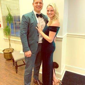 Beautiful emerald velvet dress. x by XSCAPE